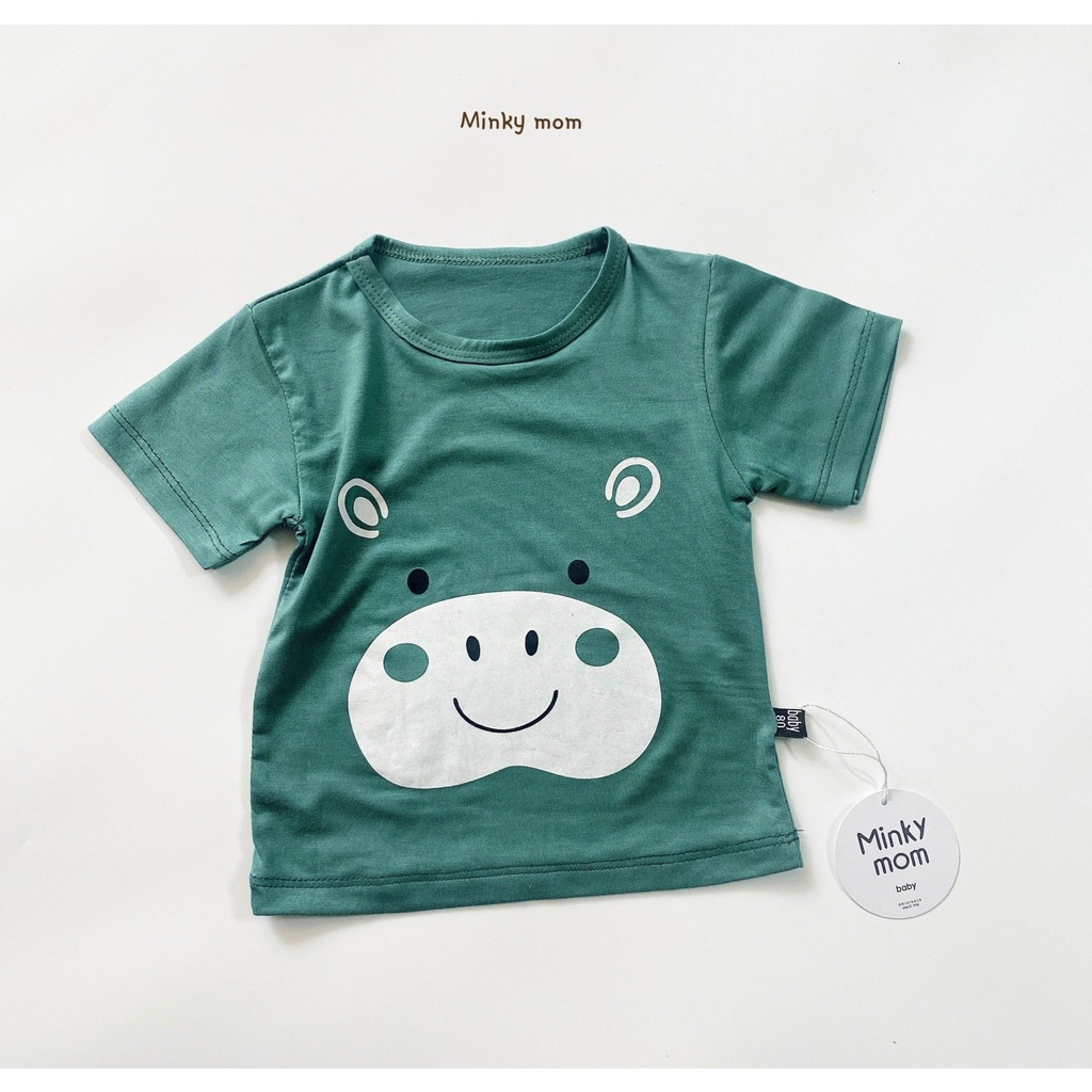 Áo cộc tay Minky Mom chất thun lạnh họa tiết mặt thú đáng yêu cực đẹp cho bé trai bé gái Namkidshop (QATE413)