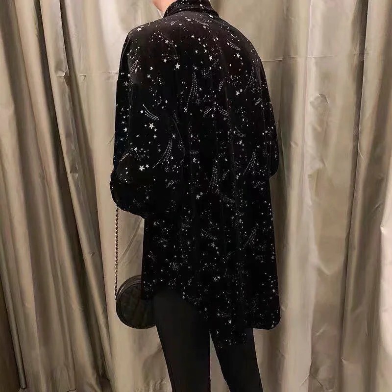 Áo sơ mi tay dài dáng rộng thiết kế đơn giả phong cách Hồng Kông thời trang xuân thu cho nam size M-3XL