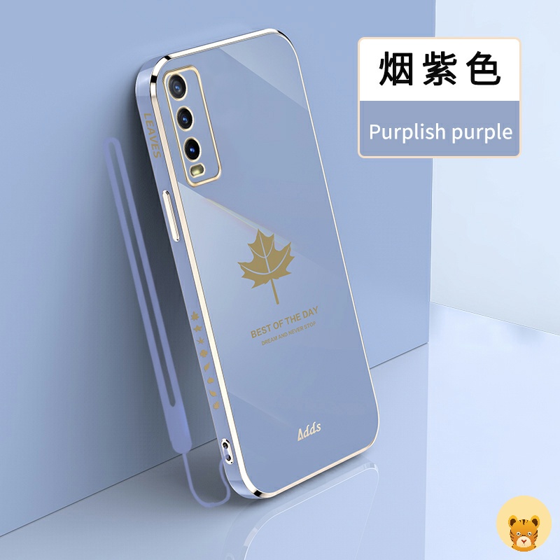Ốp Điện Thoại Mạ Điện Sang Trọng Kèm Dây Đeo Cho Vivo Y20 Y20i Y20S Y12A Y12S