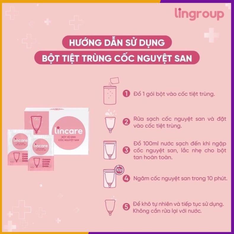 Bộ sản phẩm vệ sinh cốc Nguyệt san lincup - dung dịch vệ sinh lincare + bàn chải + Bột vệ sinh cốc