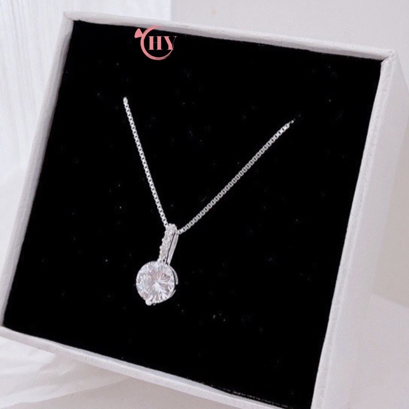 Dây chuyền bạc s925 dây mì mặt đá siêu sáng đơn giản nữ tính dây chuyền nữ bạc thật giá rẻ