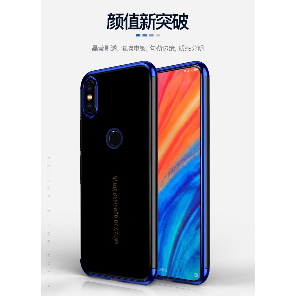 Ốp Mi Mix 2s TPU trong suốt viền mạ màu chính hãng .