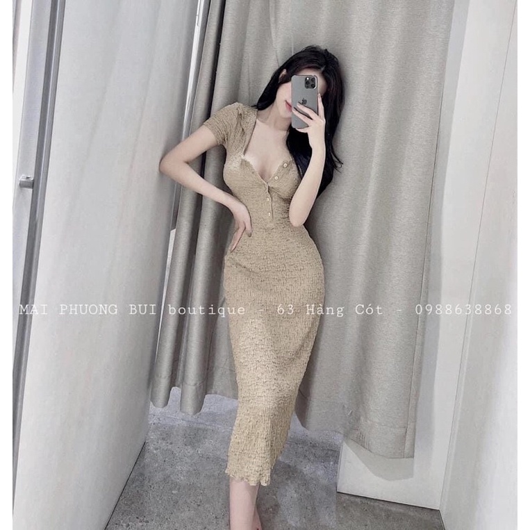 [Mã FAMARAL1 giảm 10K đơn 50K] Váy Body Xốp Nhăn Dáng Dài Cổ Sơ Mi Hàng Đẹp Chất Mềm✌️Ảnh Thật | BigBuy360 - bigbuy360.vn