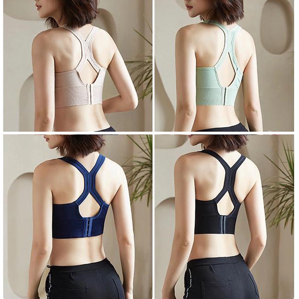 {Soltweter} Áo Ngực Thể Thao Nâng Ngực Màu Trơn Nhẹ Co Giãn Nhanh Khô Thoáng Khí Cổ Chữ U Có Mút Nâng Ngực Cho Nữ