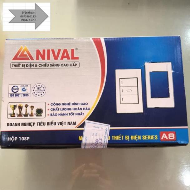 Hộp 10 mặt Nival series A8 viền mạ crom ( mặt 1 lỗ, mặt 2 lỗ, mặt 3 lỗ)