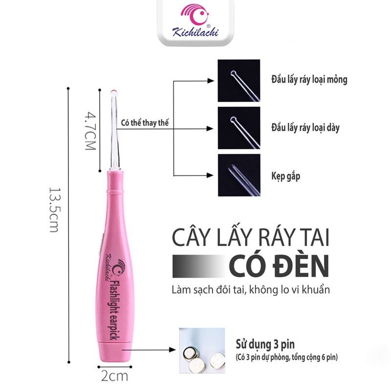 1 Hộp dụng cụ lấy ráy tai có đèn cho bé và gia đình Kichilachi Kichi