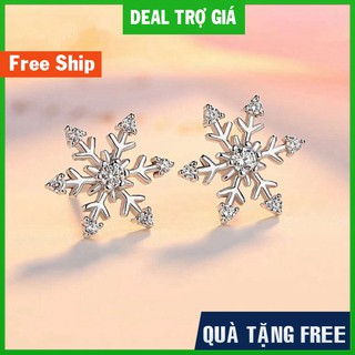 Bông tai hoa tuyết bạc S925 đính đá - Trang sức bạc Panmila (HT.B2.11)