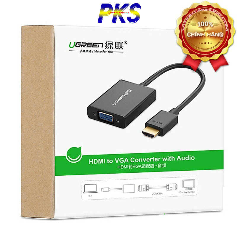 Cáp chuyển HDMI sang VGA có Audio Ugreen 40233
