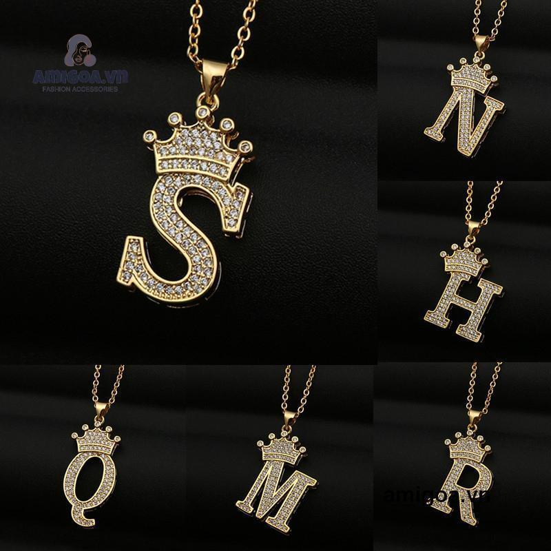 ✨✨Vòng cổ Mặt 26 Chữ Cái Tiếng Anh Đính Kim Cương Đơn Giản Thời Trang