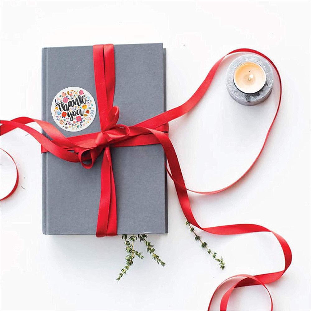 Cuộn 500 Nhãn Dán Tròn In Chữ Thank You Dùng Trang Trí Gói Quà DIY