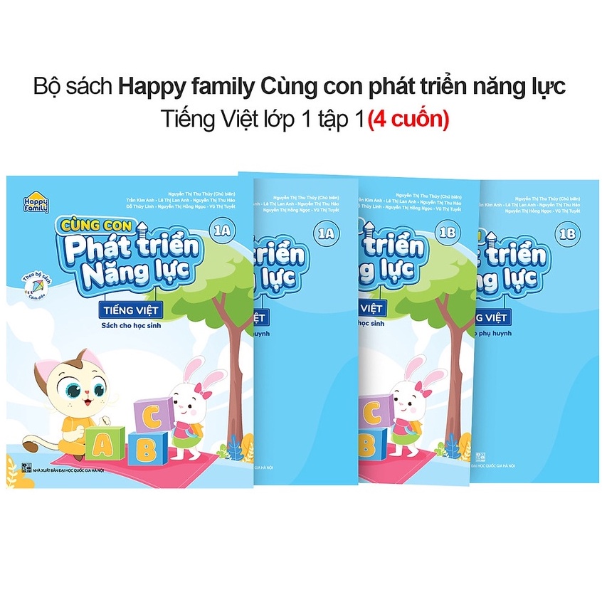 Sách - Bộ 4 cuốn Happy Family: Cùng con phát triển năng lực Tiếng Việt 1 (Tập 1A, 1B)