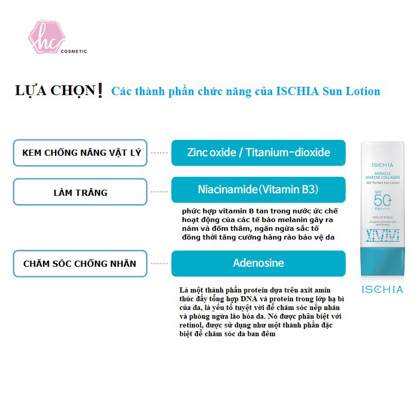 Kem chống nắng ISCHIA cho mọi loại da SPF 50+ /PA++++ 50ml - Hương Chất Cosmetic