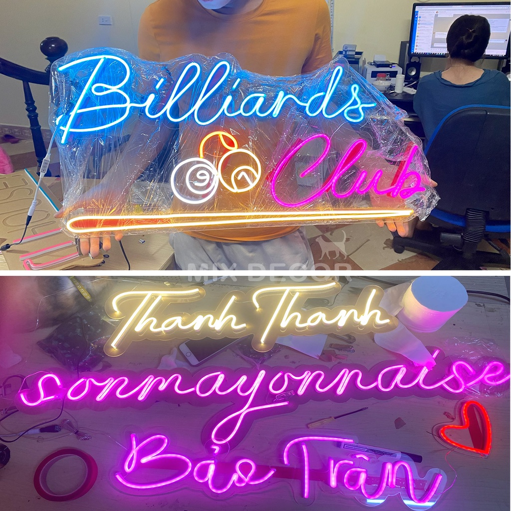 Đèn led neon sign 12v flex decor chữ theo tên trang trí thiết kế uốn chữ theo yêu cầu - Mixj