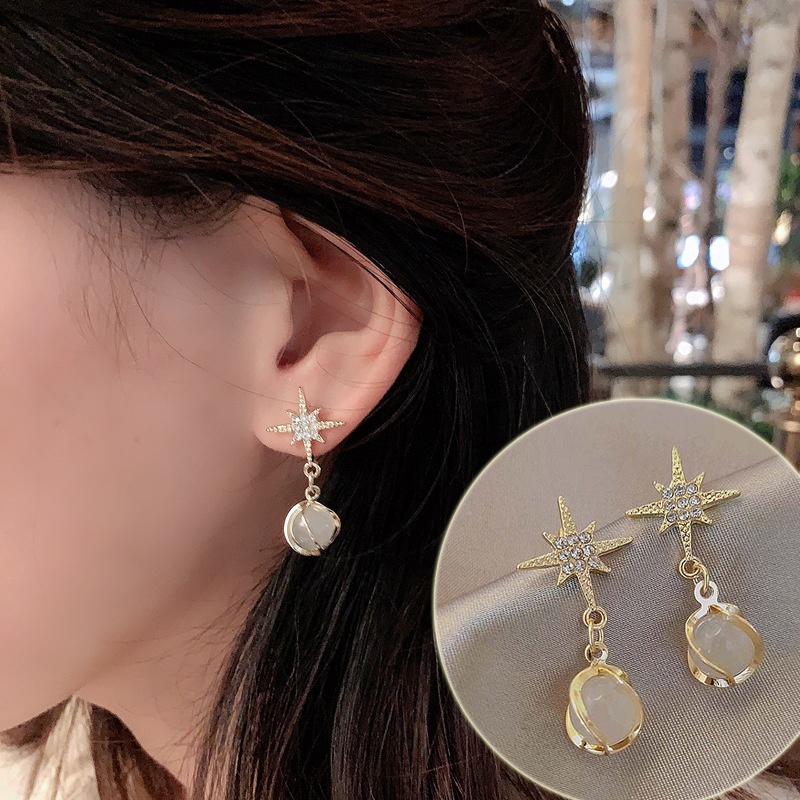Bông Tai Đính Đá Opan Hình Ngôi Sao Phong Cách Hàn Quốc Thời Trang Mới Cho Nữ