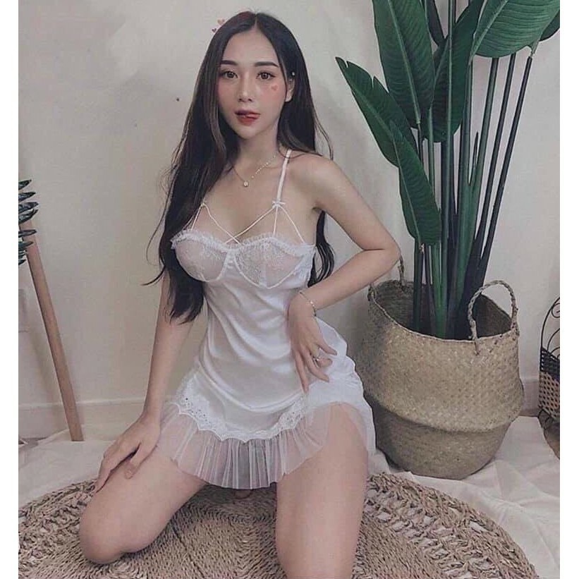 Đầm Ngủ Sexy Váy Ngủ Sexy Gợi Cảm❣️FreeShip - Có ẢnhThât❣️Lụa Satin Mềm Mịn Quyến Rũ(M16)