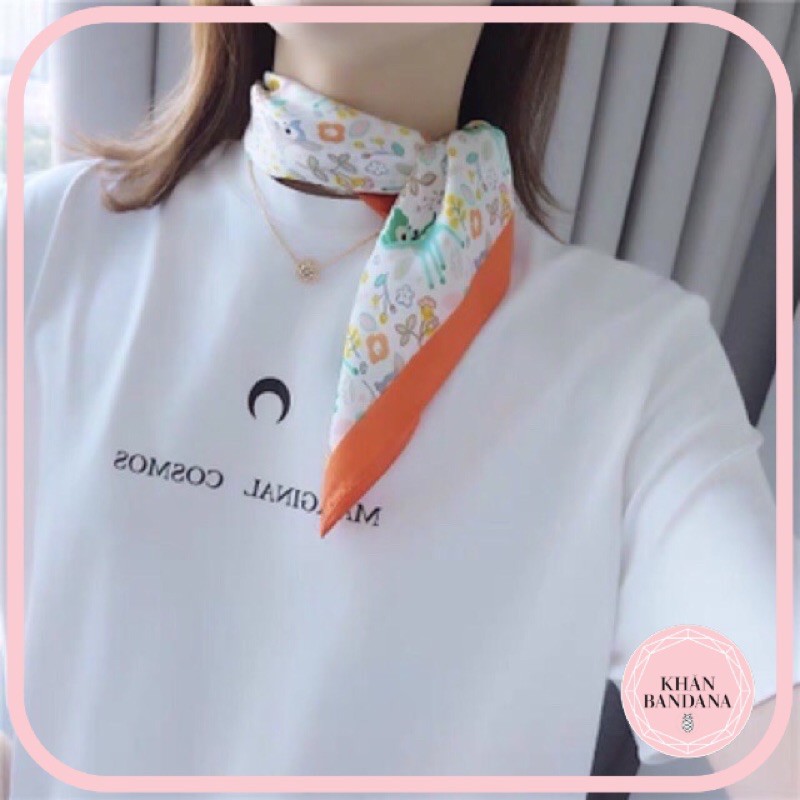 Khăn bandana lụa vuông size 70x70cm in hình con nai