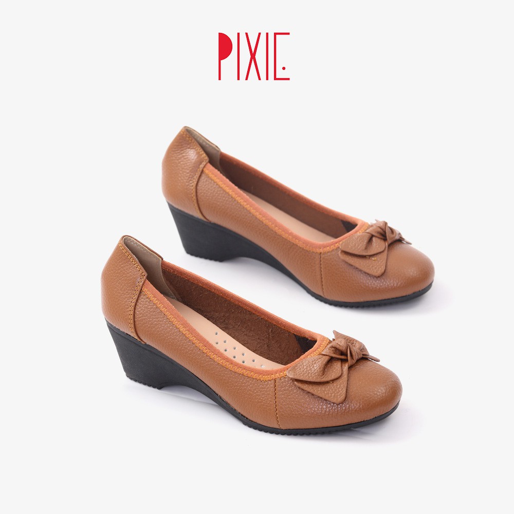 Giày Búp Bê Đế Xuồng 3cm Da Thật Êm Chân Màu Đen Pixie X461