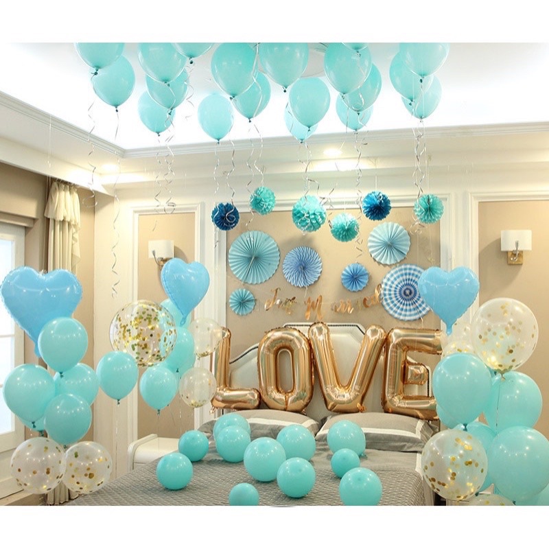 Sét bóng trang trí phòng cưới, bóng bay trang trí phòng cưới ( tặng 100 cánh hoa)