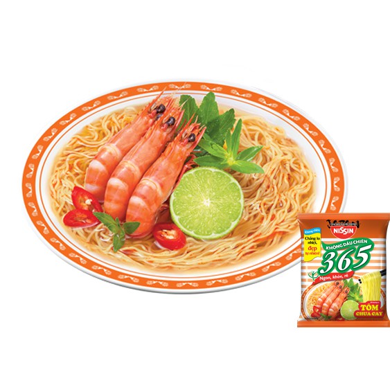 Thùng 30 Gói Mì Không Chiên 365 Tôm Chua Cay Thương Hiệu Nissin Nhật Bản 68g/gói | BigBuy360 - bigbuy360.vn