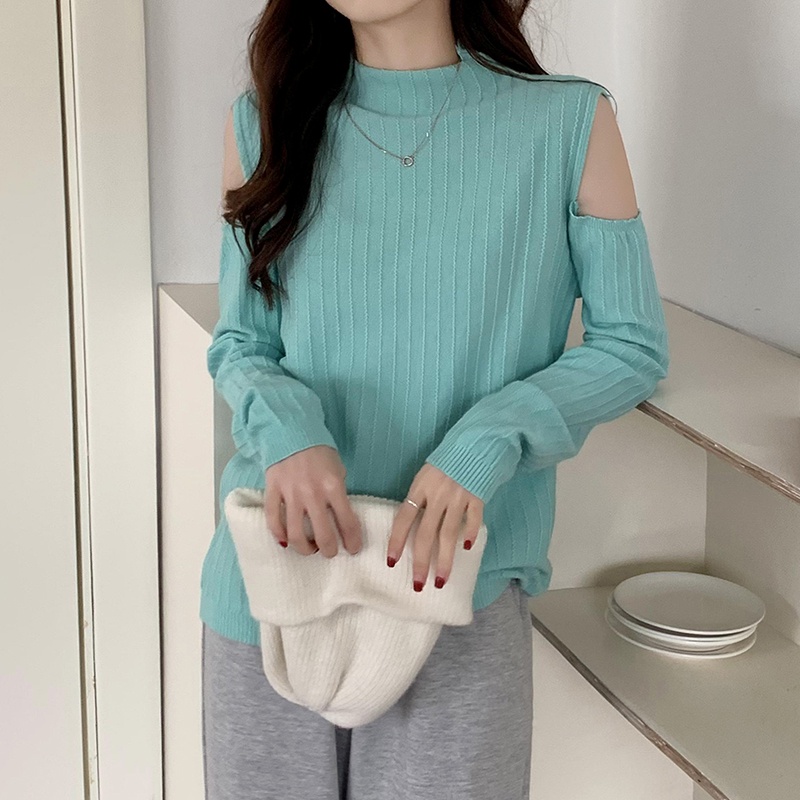 Áo len tay dài trễ vai phong cách Hàn Quốc mới cho nữ