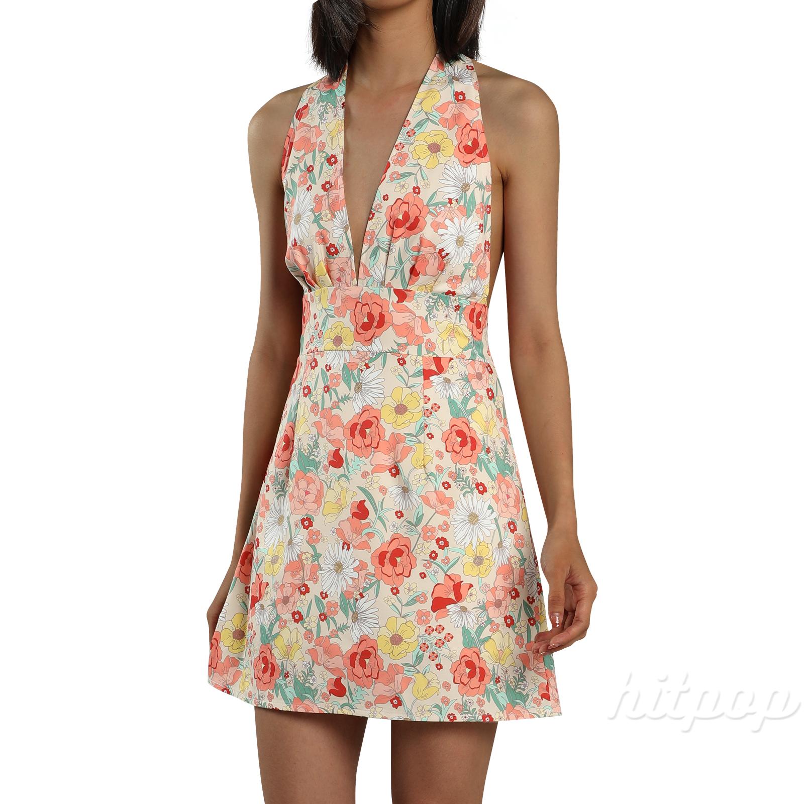 Đầm Hoa Cổ V Hở Lưng Gợi Cảm Dành Cho Nữ