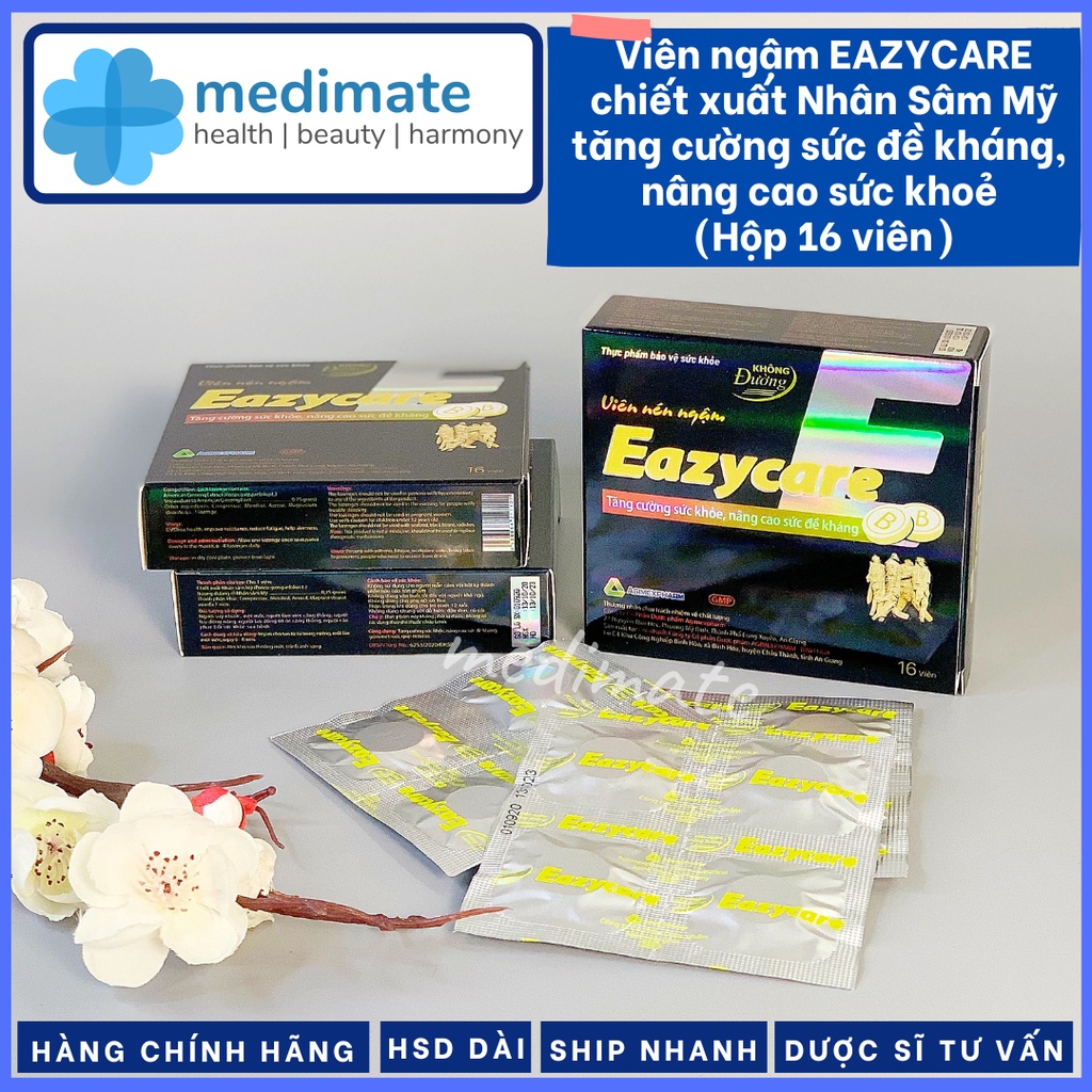 Kẹo sâm EAZYCARE với chiết xuất Nhân Sâm Mỹ giúp tăng cường sức đề kháng, nâng cao thể trạng (Hộp 16 viên)
