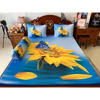 Bộ drap thun lạnh 5D (ko mền). ga thun lạnh 1m6/1m8. hoa hướng dương
