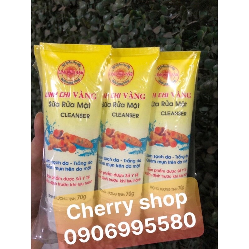 Sữa Rửa Mặt Trắng Da Sạch mụn xóa thâm LINH CHI VÀNG 70g đủ giấy hoá đơn