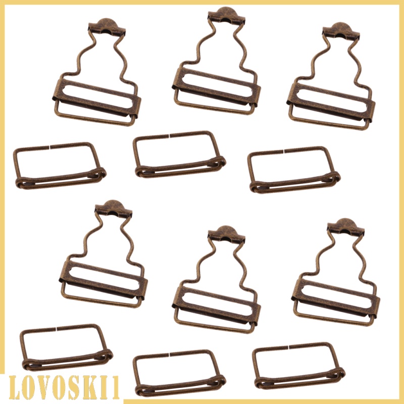 [LOVOSKI1]Set of 6 Bronze DIY Replacement Dungaree Fasteners Clips Buckles 27mm