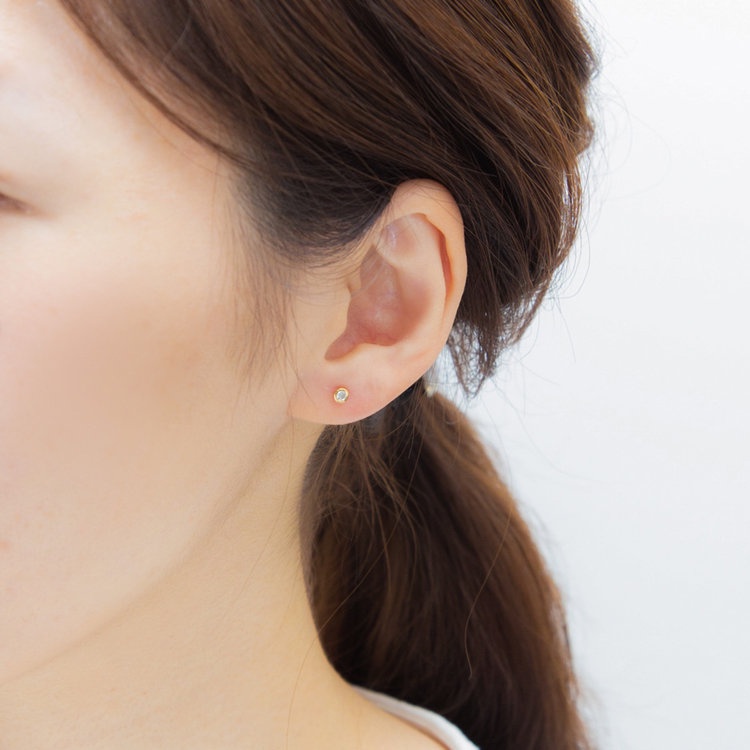 Khuyên tai nữ 1 viên kim ổ tròn ESTELLE