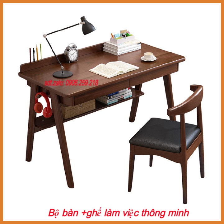 Bộ bàn ghế làm việc cao cấp, bộ bàn ghế văn phòng bằng gỗ phong cách Châu Âu sang trọng