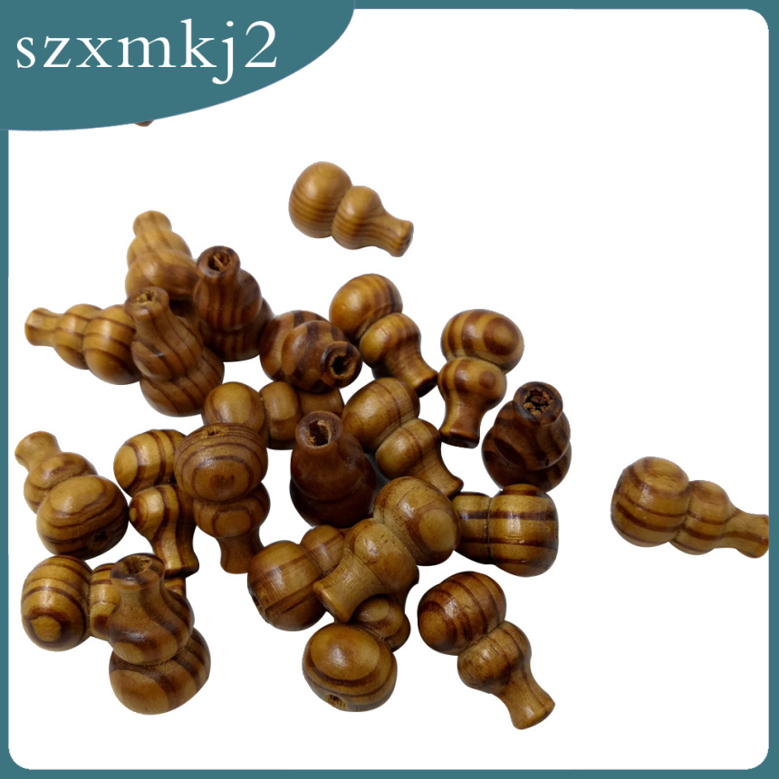 Set 25 hạt gỗ hình bầu hồ lô đường kính 27mm dùng làm trang sức thủ công