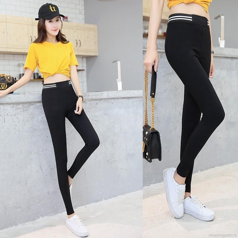 Quần legging ôm chân thoáng khí họa tiết sọc màu thời trang cho nữ | BigBuy360 - bigbuy360.vn