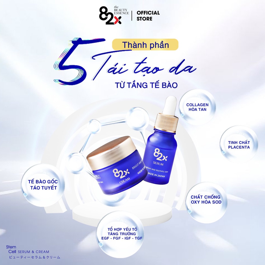 82X Combo AI STEM CELL SERUM &amp; CREAM dưỡng ẩm , trắng da níu kéo thanh xuân từ Nhật Bản.