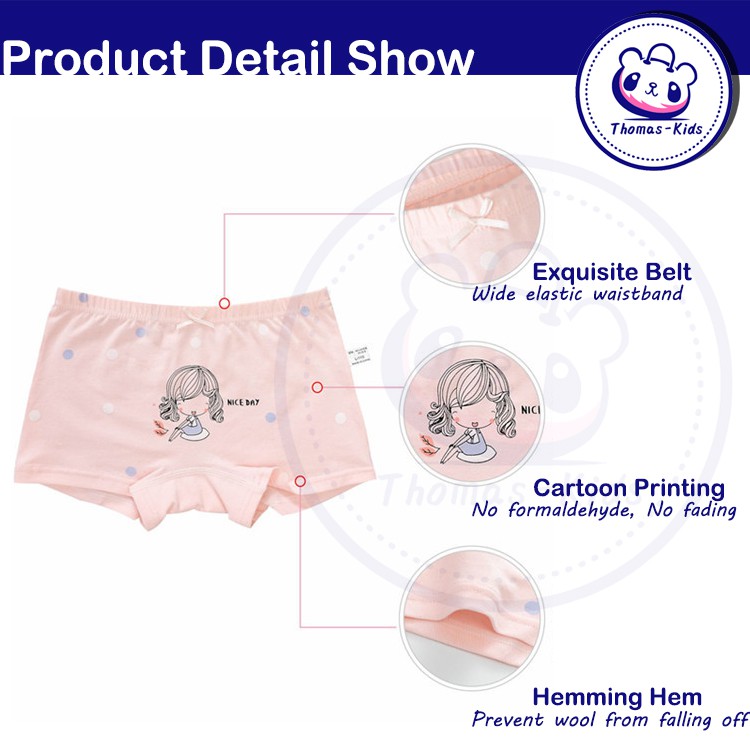 Bộ 5 Quần Lót Boxer Cotton Họa Tiết Hoa Dành Cho Bé Gái 3-12 Tuổi