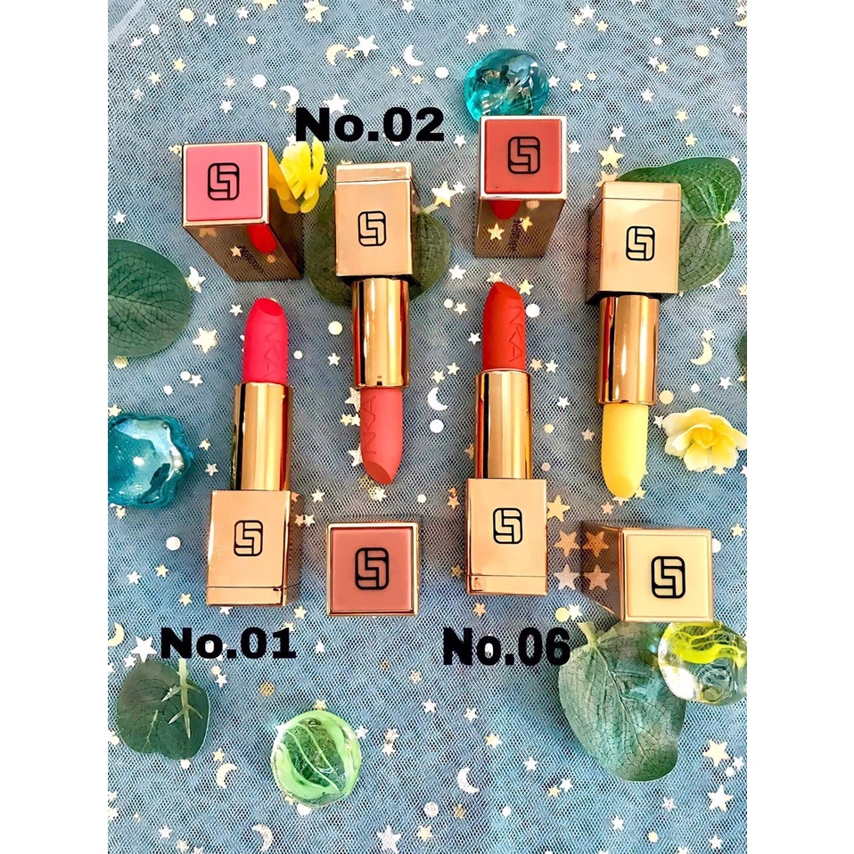 Son Laura Sunshine Nhật Kim Anh màu hồng ánh cam 02 - Golden Velvet Lipstick No.02