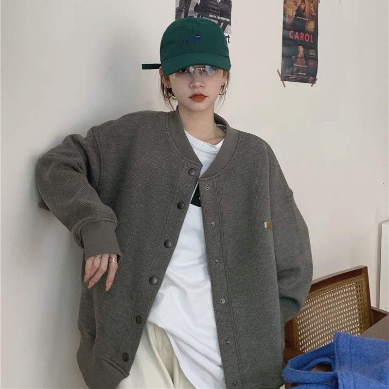 Áo khoác bóng chày tay dài phong cách Retro xuân thu mới cho nữ