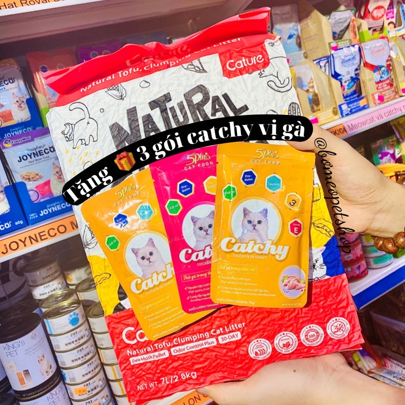 Cát đậu nành cho mèo Cature túi 7L 2.8kg siêu thơm siêu tiện lợi xả toilet thoải mái