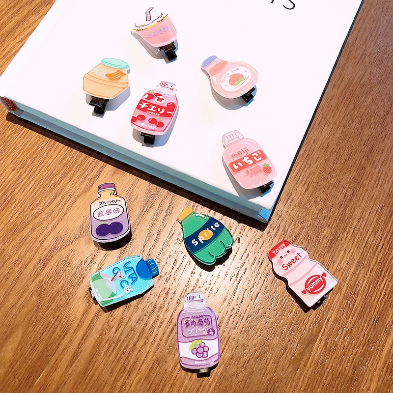 Set 10 Kẹp Tóc Hình Chai Nước Hoạt Hình Xinh Xắn Cho Nữ