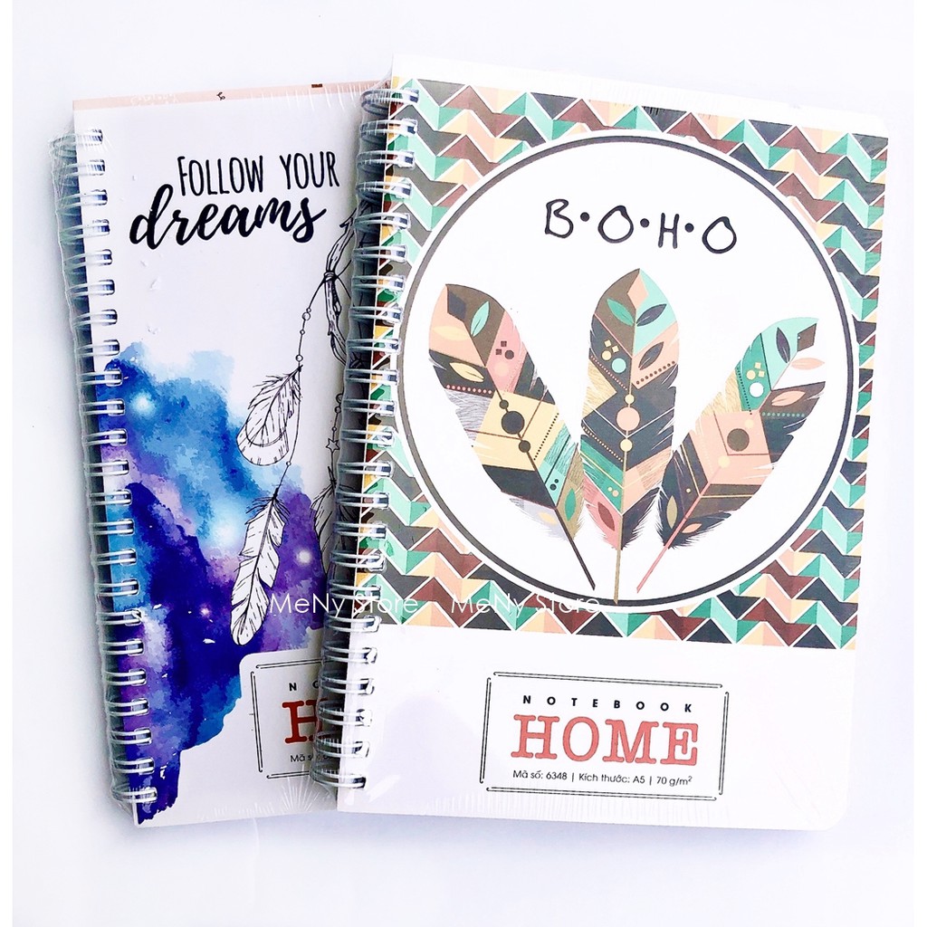 Sổ lò xo A5 bìa bồi cao cấp Home Hải Tiến 200 trang phong cách Boho Vintage cute