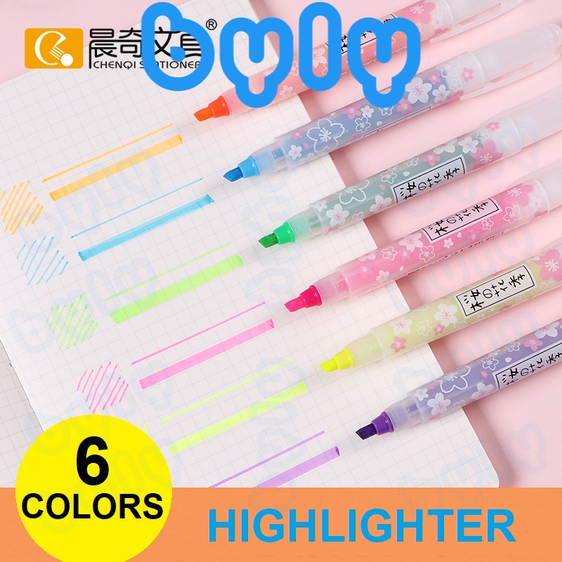 [Ship hỏa tốc] Set 6 màu bút dạ quang Highlighter - Chenqi M-681 - ByLy Store