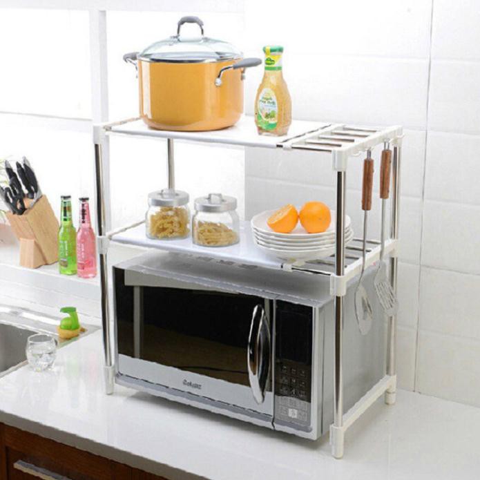 Kệ Để Lò Vi Sóng/Lò Nướng 2 Tầng Inox Đa Năng