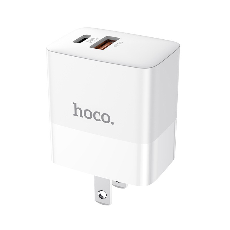 Cóc sạc nhanh Hoco DC18 cổng USB và cổng Type-C QC3.0 20W - Tương thích nhiều thiết bị