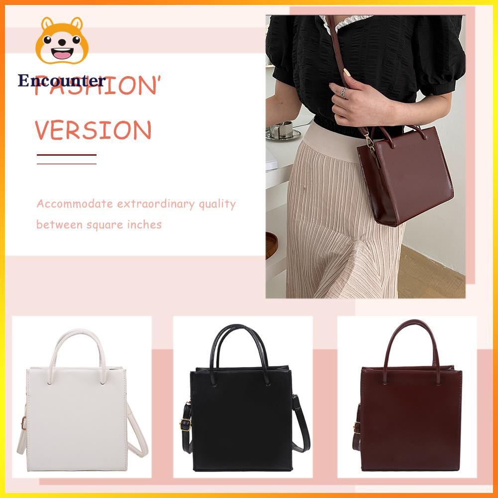 ○Encounter○ Fashion Women PU Pure Color Small Top-handle Handbag Shoulder Crossbody Bag