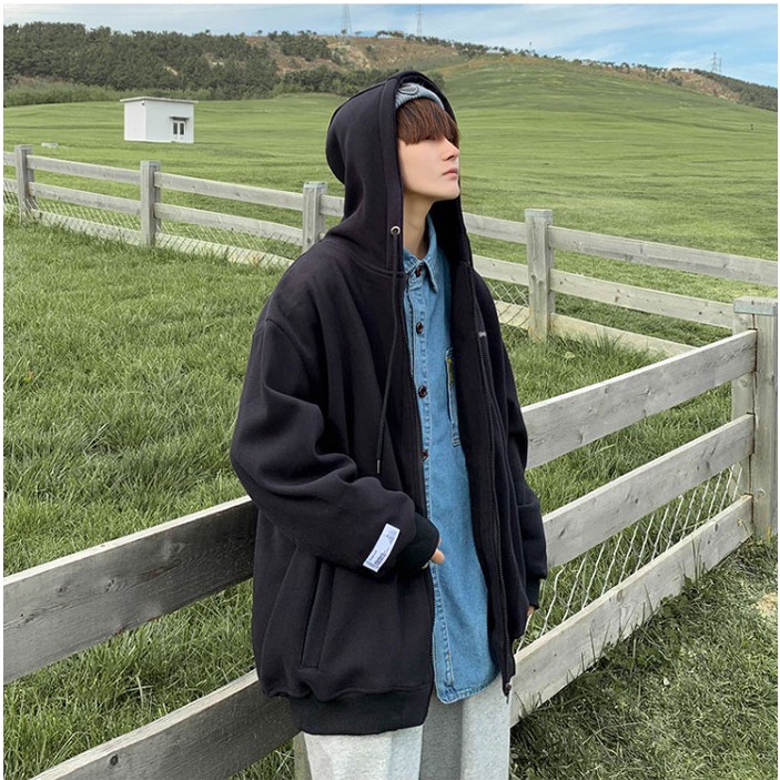 Áo khoác hoodie trơn 4 màu nam nữ ulzzang unisex áo khoác nam nữ, áo hoodie zip form unisex chất nỉ bông oversize in chữ