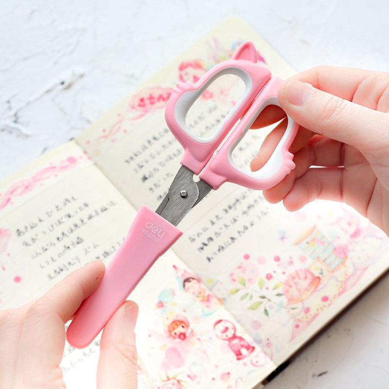 Kéo cắt giấy làm thủ công mini thiết kế mèo hoạt hình dễ thương cho bé