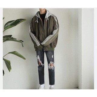 Áo khoác 3 line phối nón xám