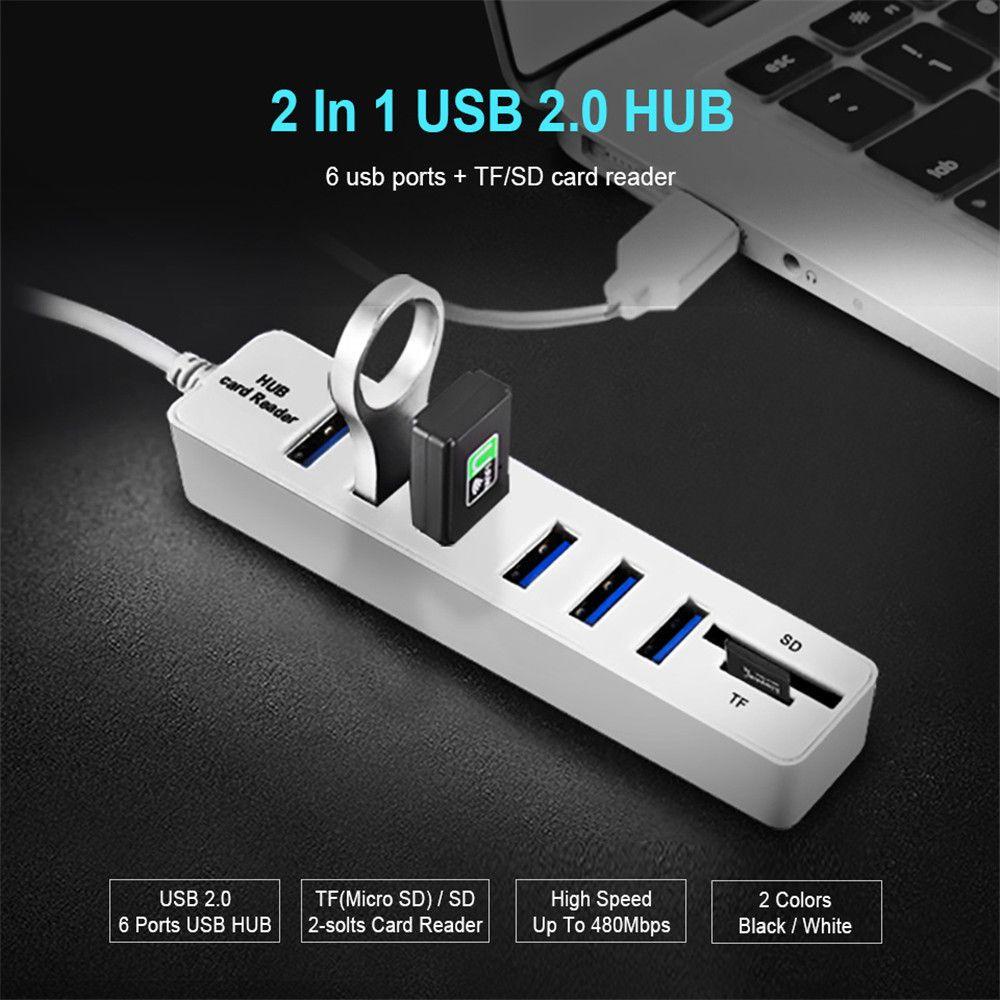 Bộ Chia USB Từ 1 Cổng USB Ra 4 Cổng USB / Ra 6 Cổng USB Kèm Khe Đọc Thẻ Nhớ Chất Lượng Cao