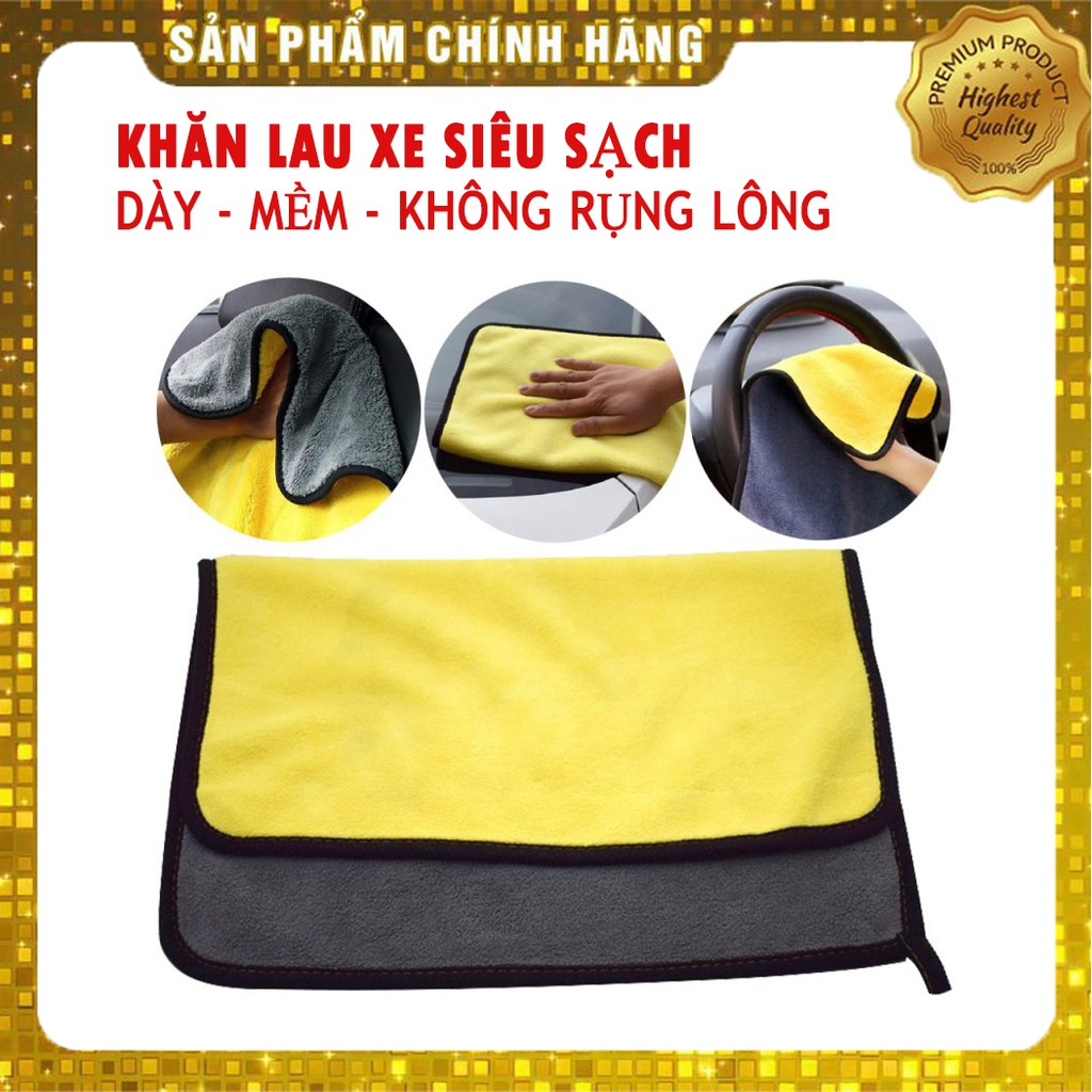 Khăn Lau Siêu Sạch Xe Hơi Ô Tô Cao Cấp Gia Dụng Đa Năng Siêu Thấm Microfiber Không Rụng Lông Không Phai Màu