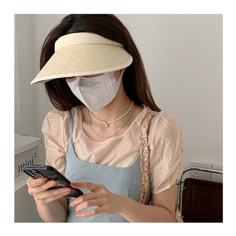 Mũ Cói Hở Đầu Vành Lớn Phối Viền Có Lớp Chống UV P2133